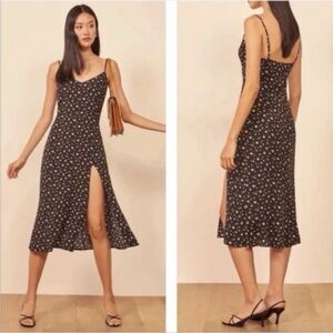 Reformation Crimini Midi Slip Dress Posie Floral Black Size 12